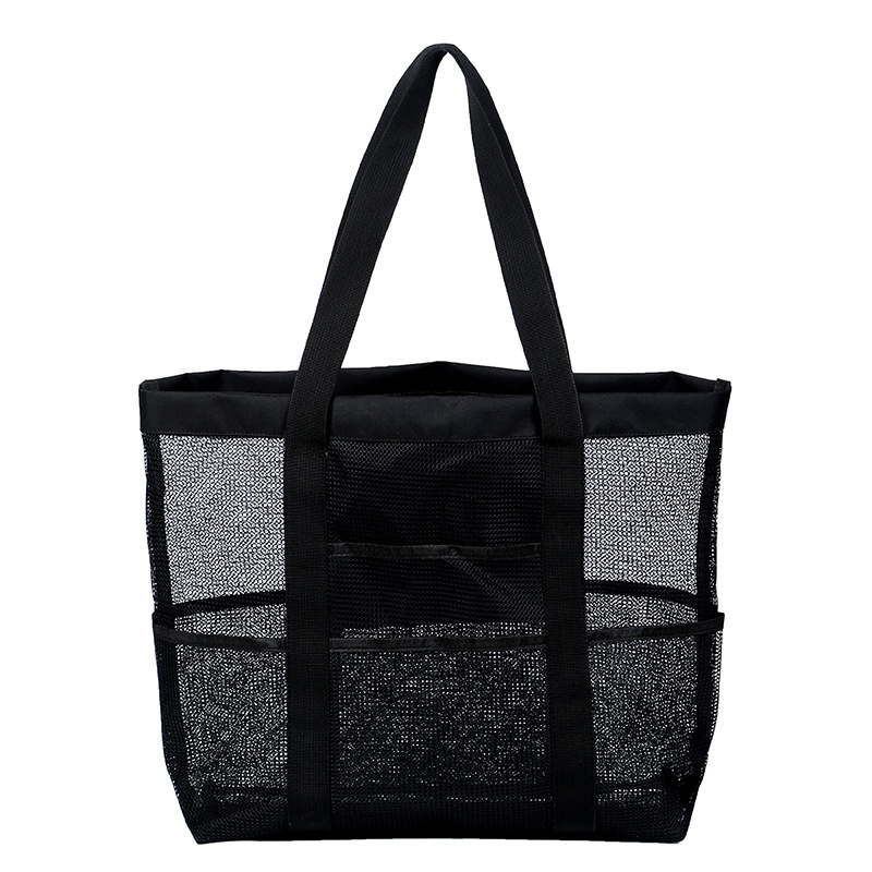 Black accessories,Plain Color accessories,Open Design Black Mesh Detail Hand Bag