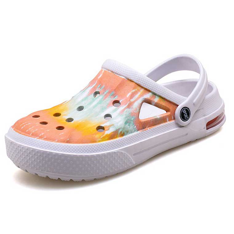 White accessories,Tie Dye accessories,Tie Dye Print White Mid Heel Sliders