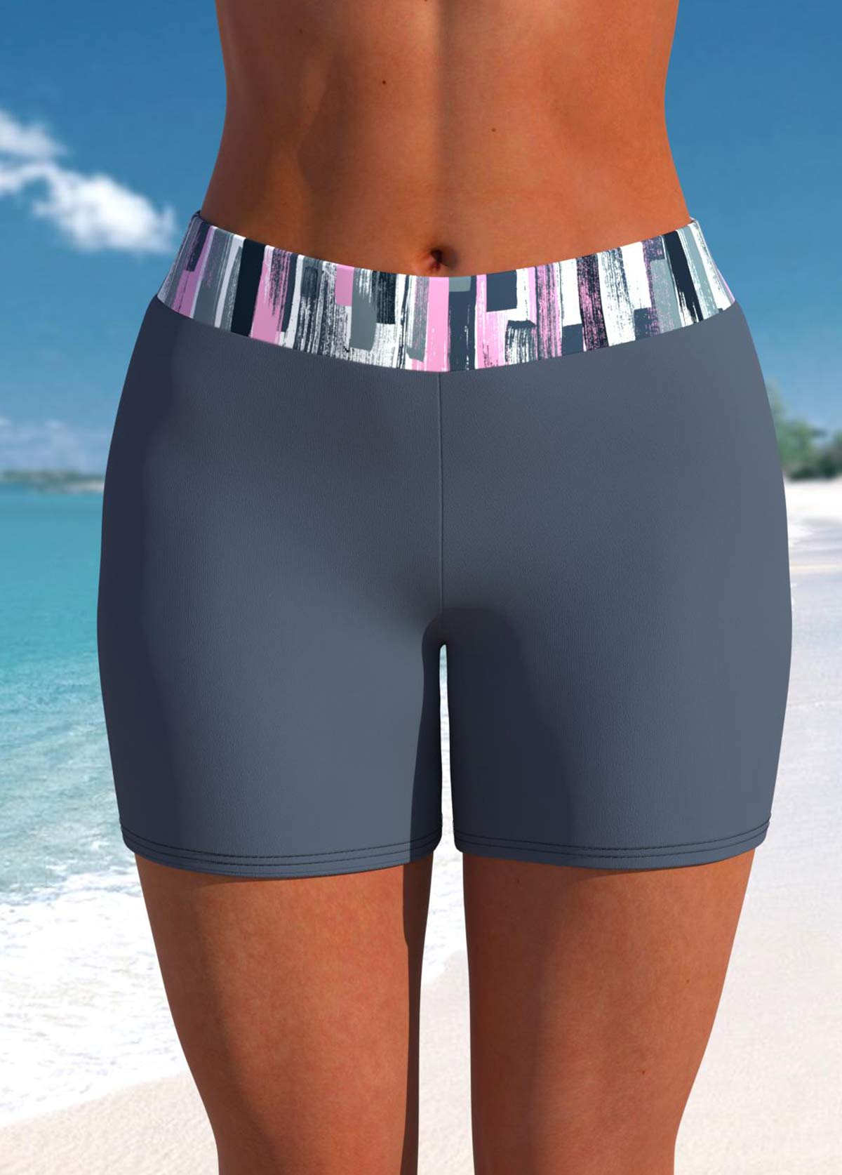 Dark Grey swimwear,Graphic swimwear,ROTITA Criss Cross Dark Grey Graffiti Print Tankini Top