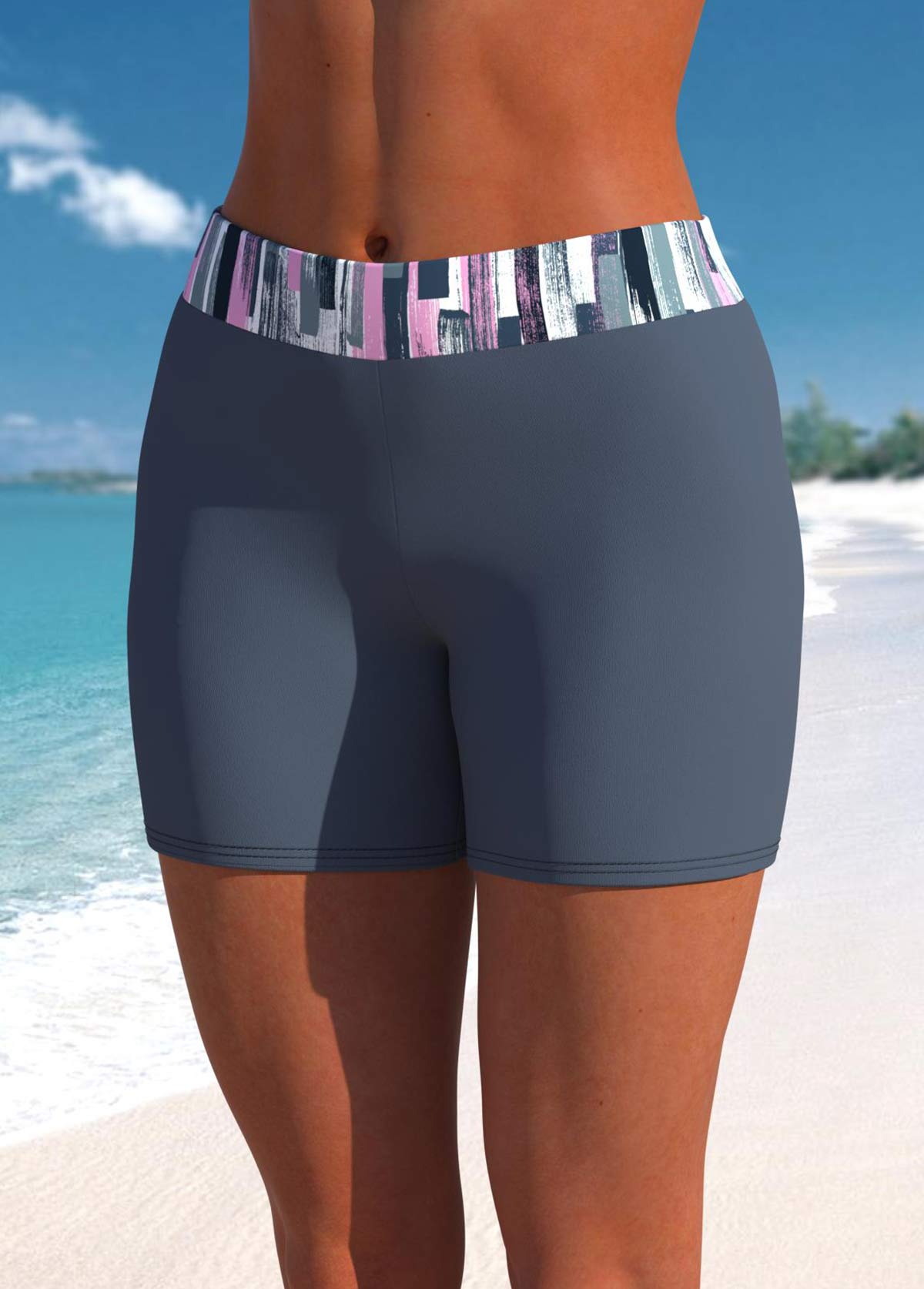 Dark Grey swimwear,Graphic swimwear,ROTITA Criss Cross Dark Grey Graffiti Print Tankini Top