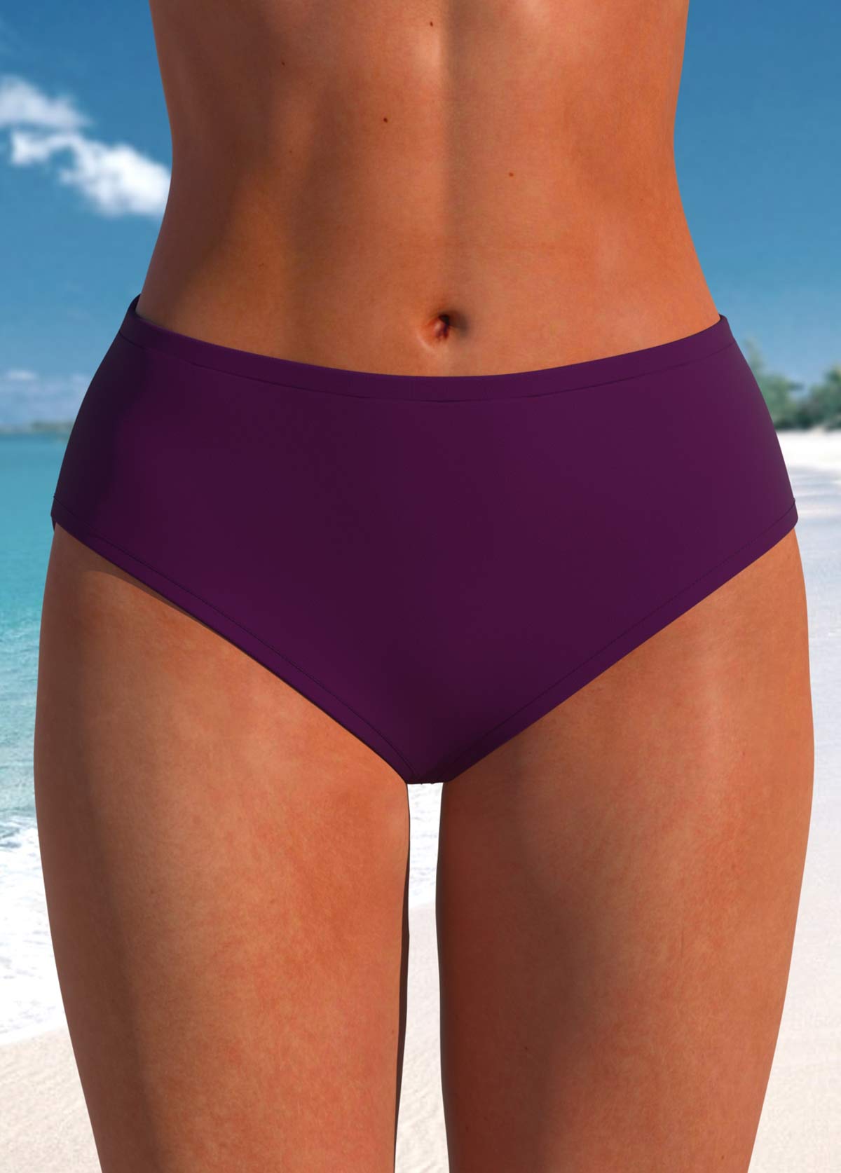 ROTITA Bas de bikini taille mi-haute violet foncé
