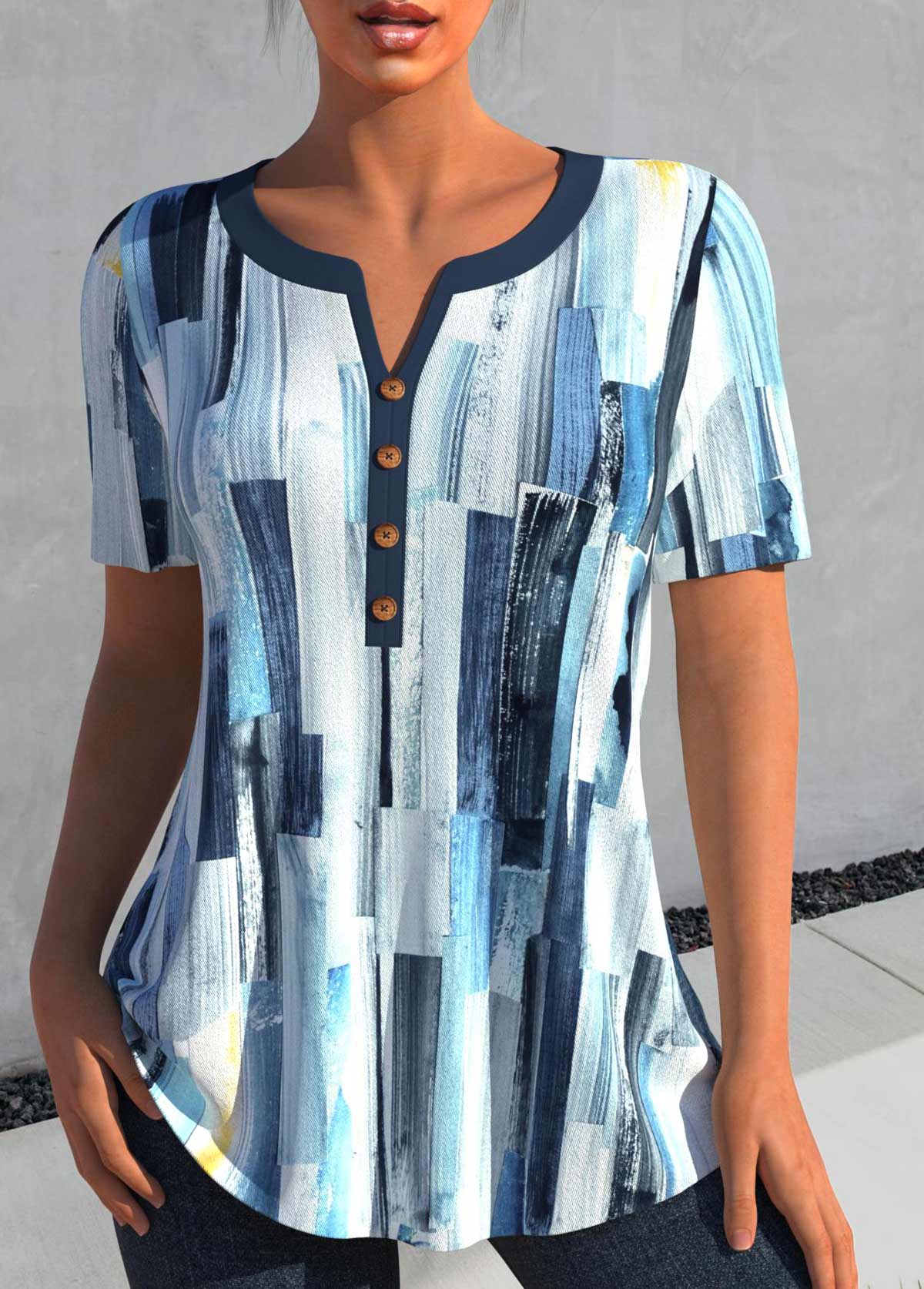 ROTITA Geometric Print Blouse