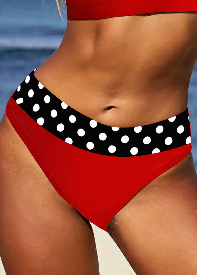ROTITA Bas de bikini taille mi-haute rouge à pois