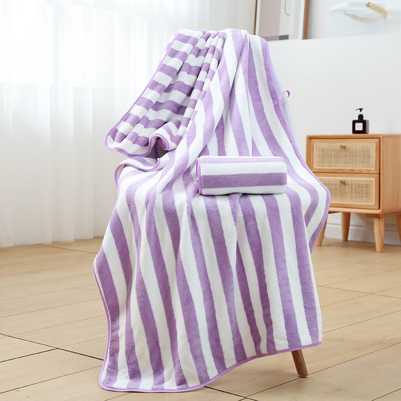 Striped Light Purple Contrast Beach Blanket