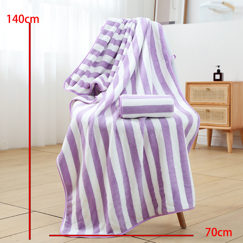 Light Purple accessories,Striped accessories,Striped Light Purple Contrast Beach Blanket