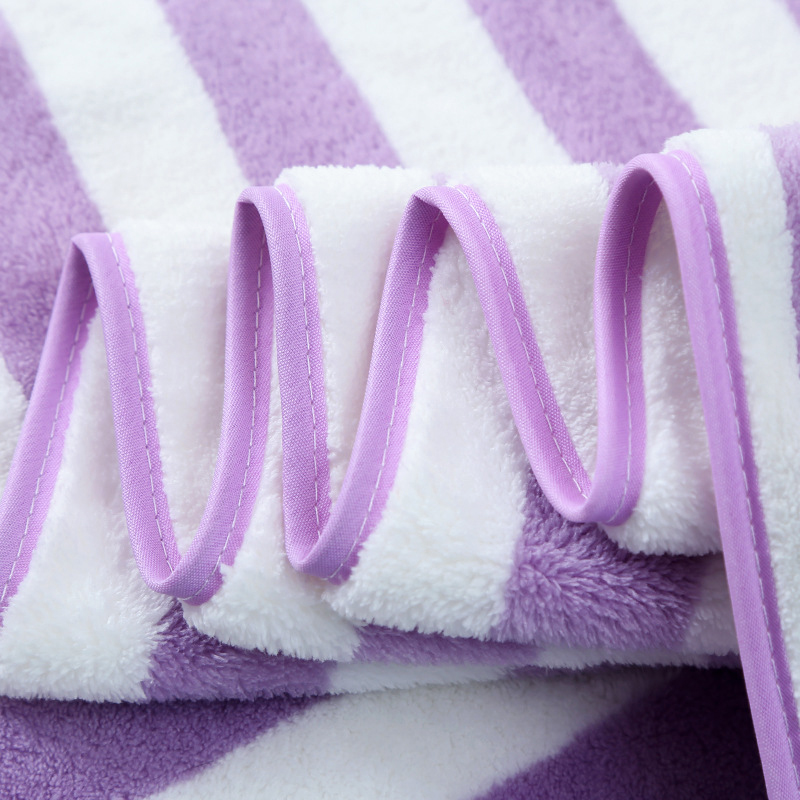 Light Purple accessories,Striped accessories,Striped Light Purple Contrast Beach Blanket