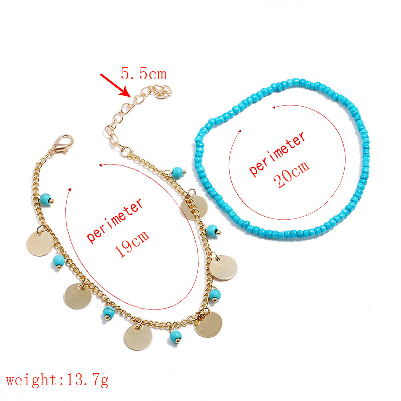 Neon Blue jewelry,Other jewelry,Asymmetrical Beads Detail Neon Blue Anklet Set
