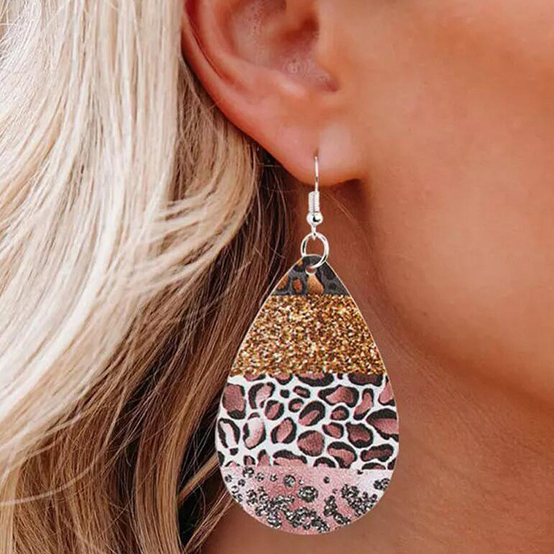 Multi Color jewelry,Animal Print jewelry,Leopard jewelry,Teardrop Animal Prints Multi Color Earrings