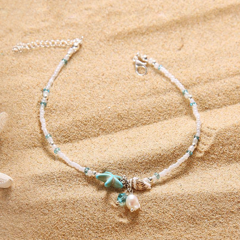White jewelry,Other jewelry,Star White Shell Design Beads Anklet