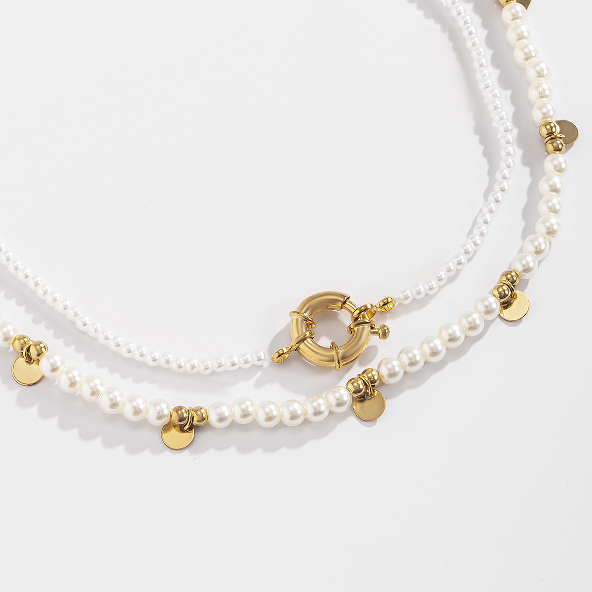 White jewelry,Gold jewelry,Other jewelry,Round Pearl Design White Necklace Set
