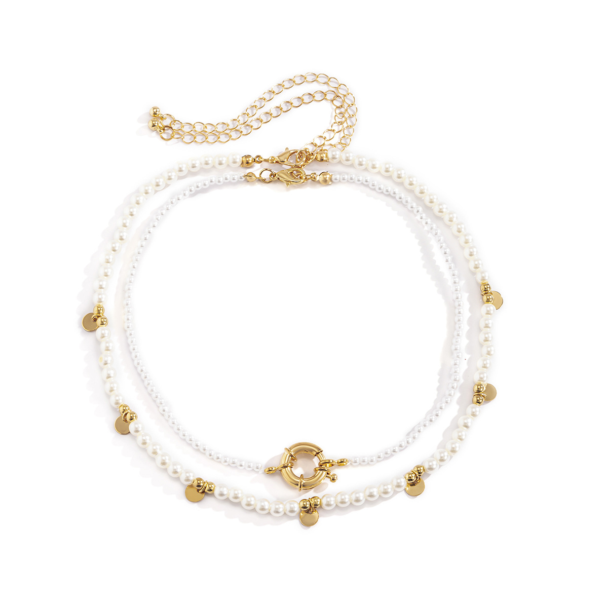White jewelry,Gold jewelry,Other jewelry,Round Pearl Design White Necklace Set