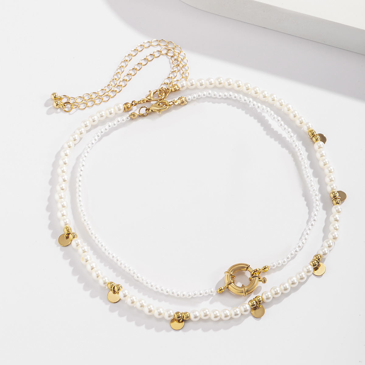 White jewelry,Gold jewelry,Other jewelry,Round Pearl Design White Necklace Set