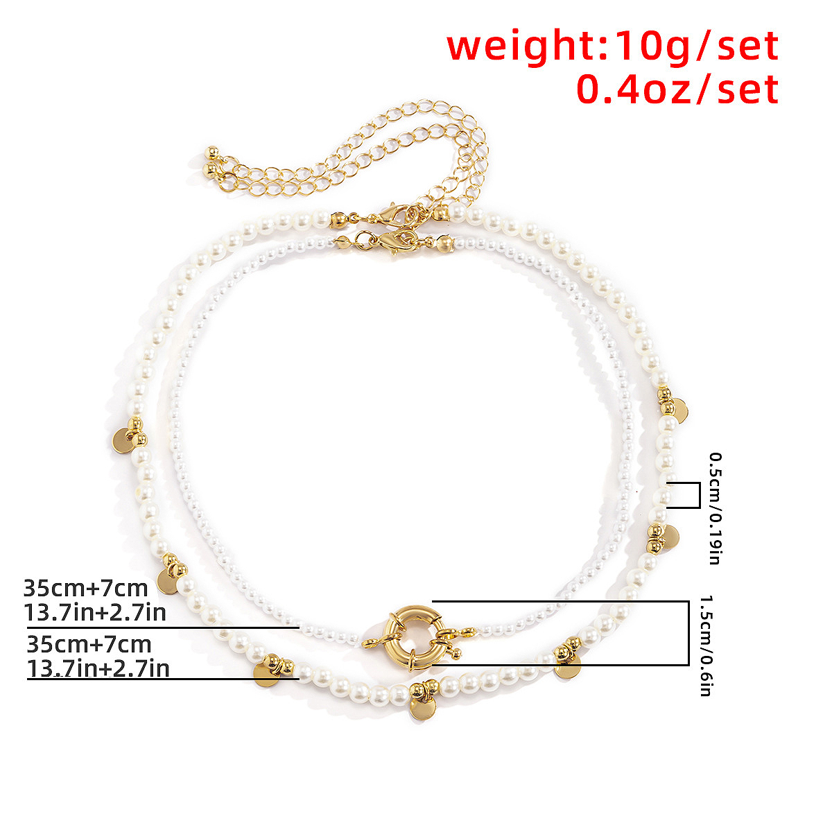 White jewelry,Gold jewelry,Other jewelry,Round Pearl Design White Necklace Set
