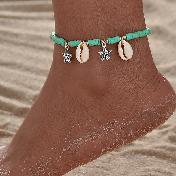 Mint Green jewelry,Other jewelry,Mint Green Shell Plastic Star Anklet