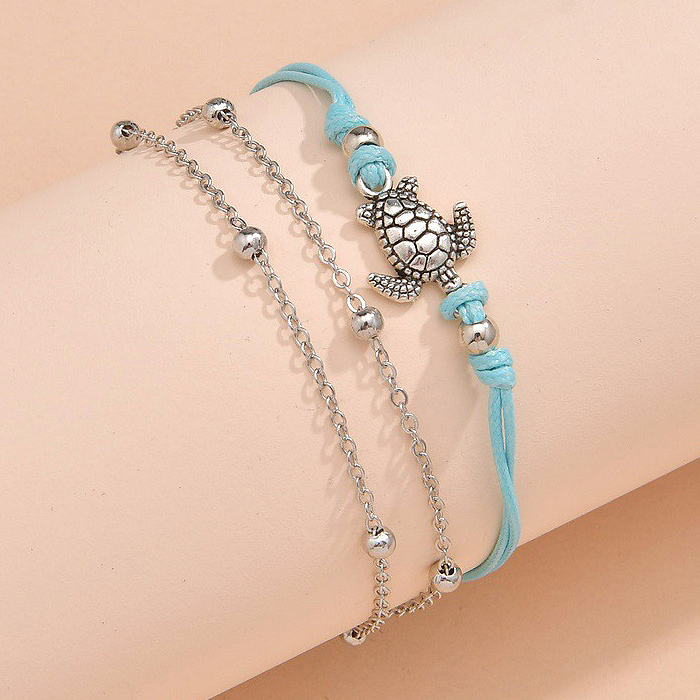 Silver jewelry,Other jewelry,Metal Silver Turtle Design Anklet Set