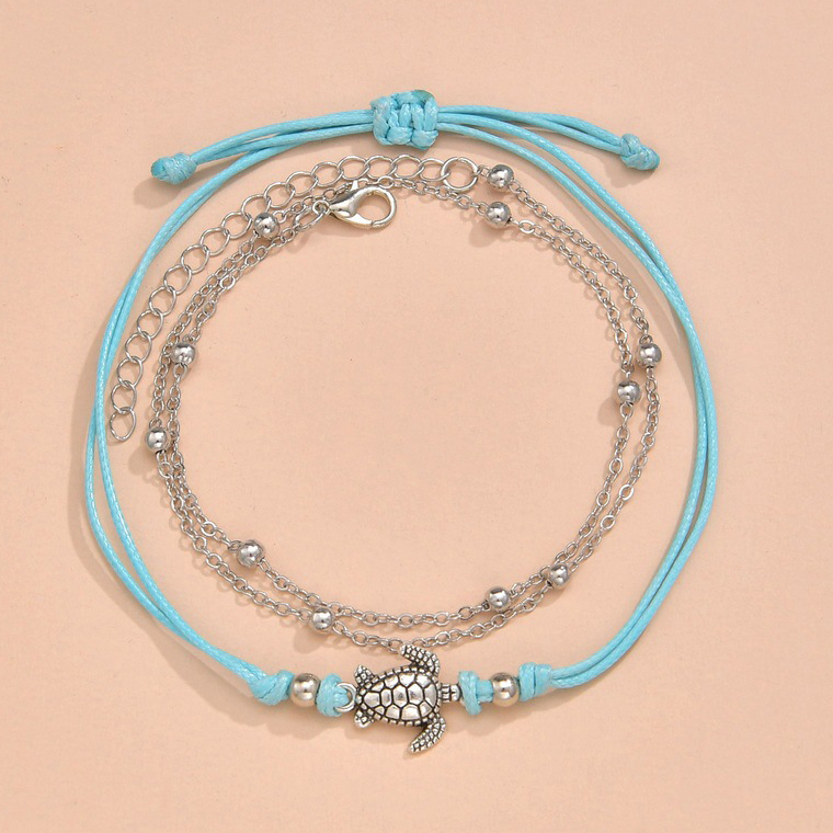 Silver jewelry,Other jewelry,Metal Silver Turtle Design Anklet Set