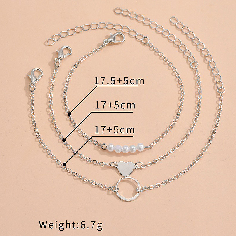 Silver jewelry,Plain Color jewelry,Asymmetrical Design Silver Pearl Detail Bracelet Set