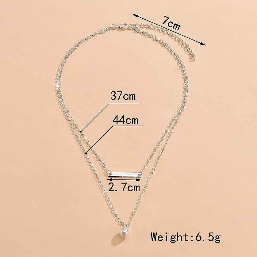 Silver jewelry,Plain Color jewelry,Asymmetrical Design Pearl Detail Silver Necklace