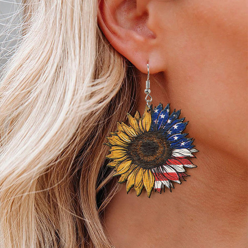 Multi Color jewelry,Plants jewelry,Round Multi Color Flower Design Earrings