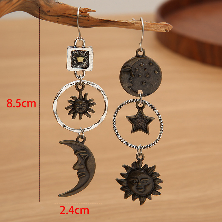 Dark Camel jewelry,Geometric jewelry,Asymmetrical Dark Camel Star Design Earrings