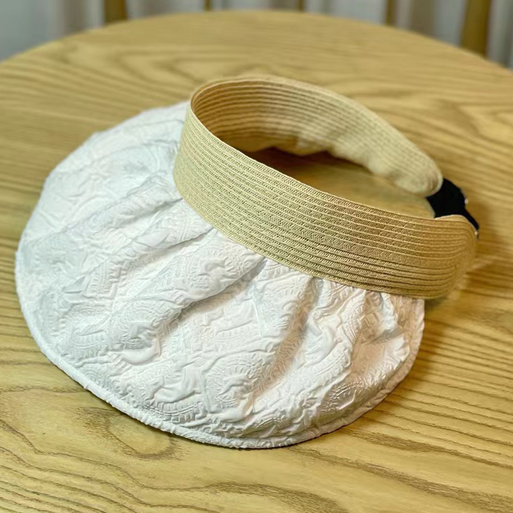 Beige accessories,Contrast Color accessories,Acrylic Detail Beige Contrast Visor Hat