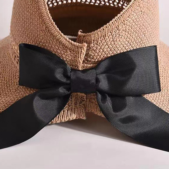 Light Coffee accessories,Plain Color accessories,Light Coffee Bowknot Detail Knitwear Visor Hat