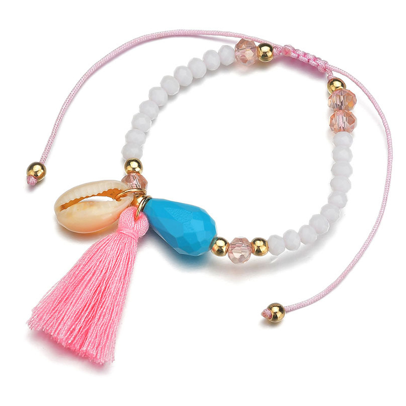 White jewelry,Other jewelry,Asymmetrical Beads Detail Tassel White Anklet