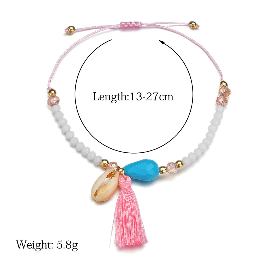 White jewelry,Other jewelry,Asymmetrical Beads Detail Tassel White Anklet