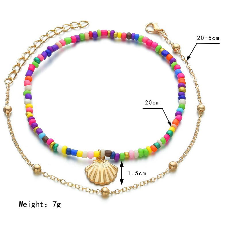 Multi Color jewelry,Gold jewelry,Other jewelry,Asymmetrical Metal Detail Multi Color Anklet Set