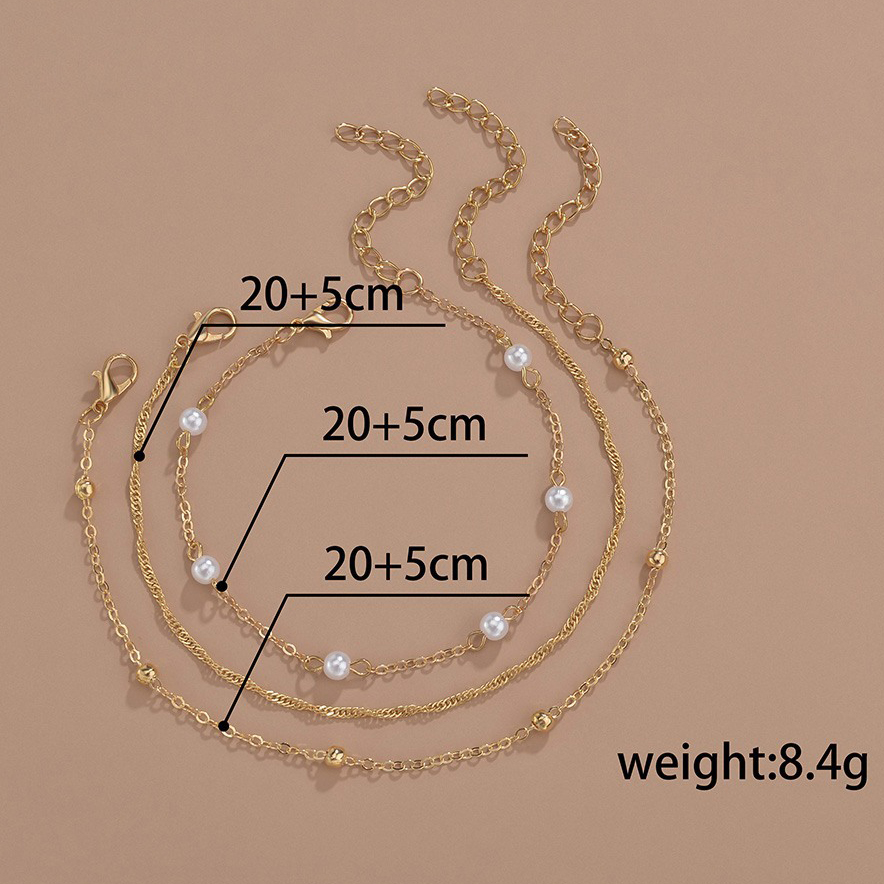 Golden jewelry,Geometric jewelry,Metal Detail Geometric Pattern Asymmetrical Golden Anklet Set