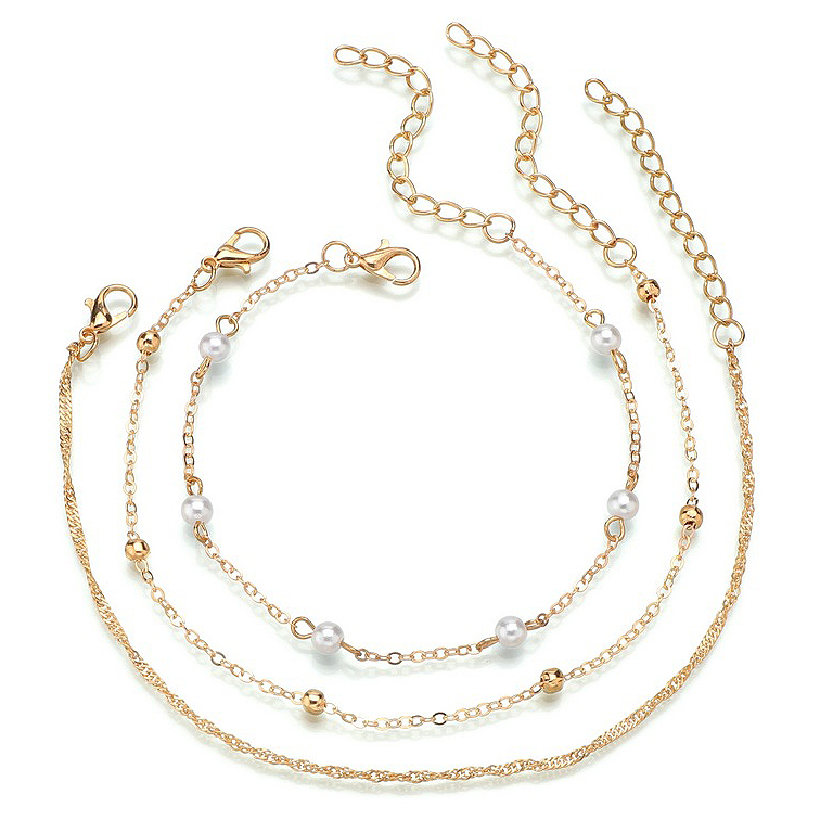 Golden jewelry,Geometric jewelry,Metal Detail Geometric Pattern Asymmetrical Golden Anklet Set