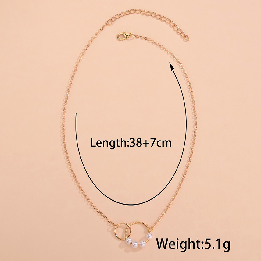 Golden jewelry,Other jewelry,Round Pearl Design Metal Detail Golden Necklace