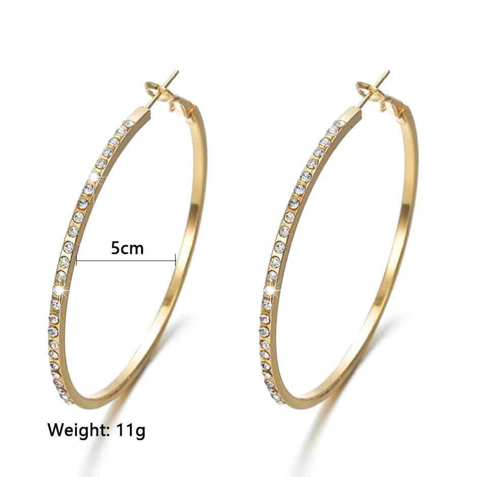 Gold jewelry,Other jewelry,Circular Shape Rhinestone Detail Gold Earrings