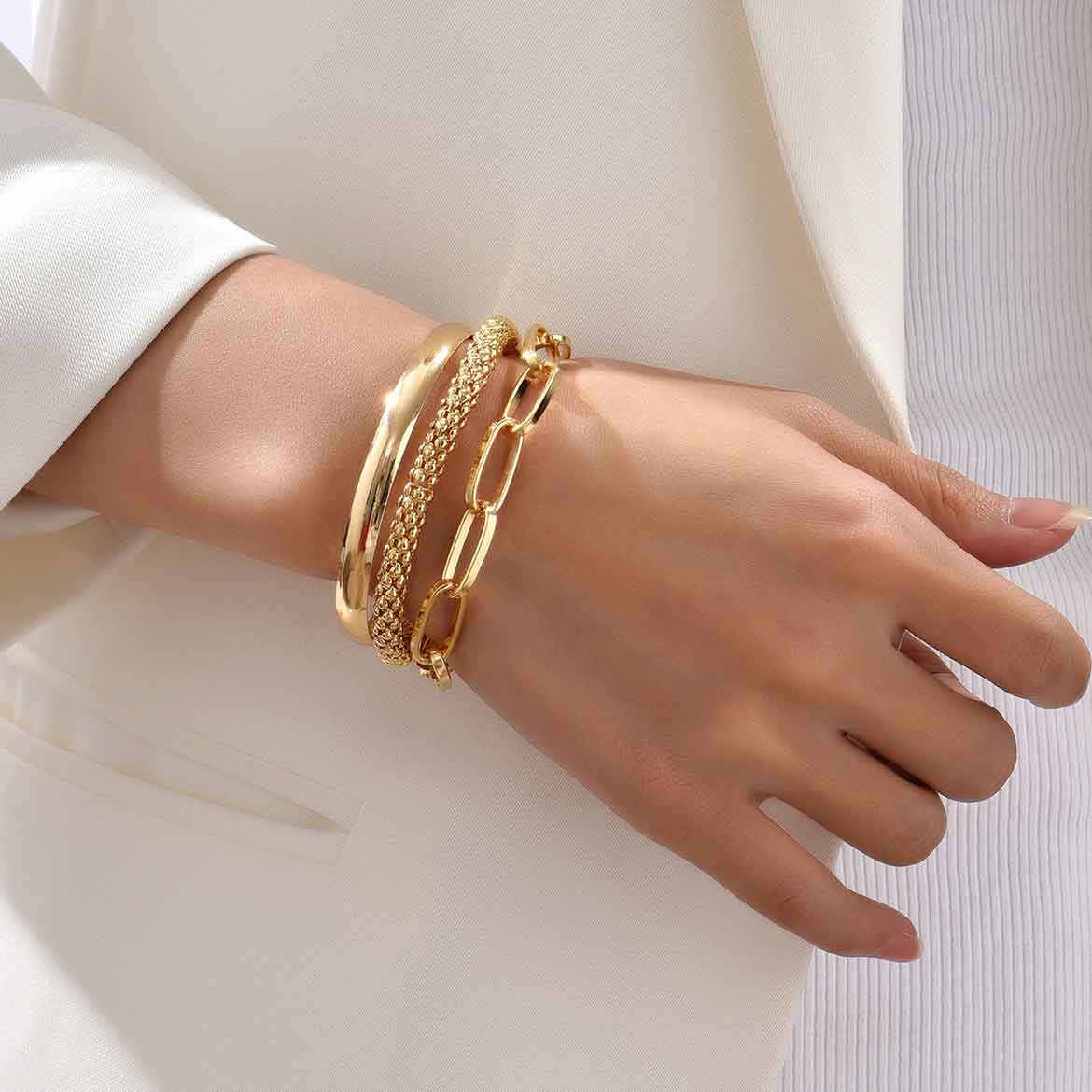 Gold Chain Design Alloy Bracelet Set