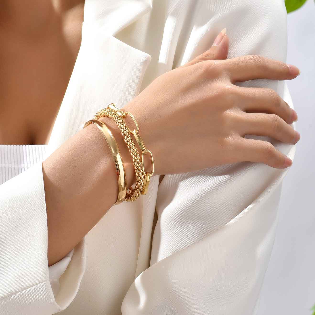 Gold jewelry,Other jewelry,Gold Chain Design Alloy Bracelet Set