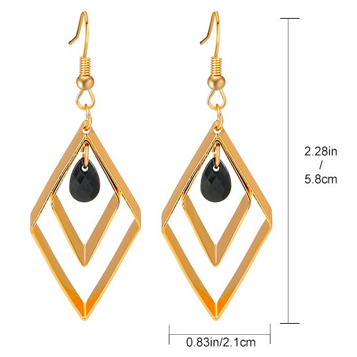 Gold jewelry,Geometric jewelry,Plaid jewelry,Gold Alloy Detail Geometric Pattern Earrings