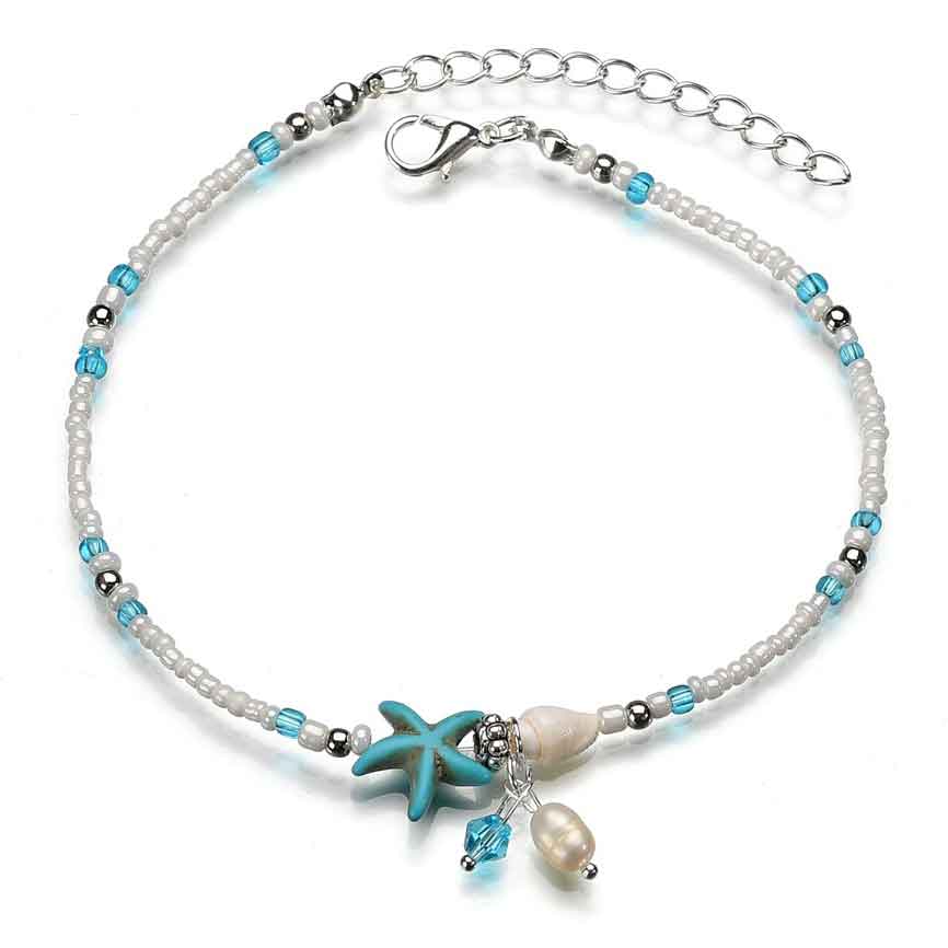 Sky Blue jewelry,Plain Color jewelry,Alloy Design Sky Blue Star Anklet