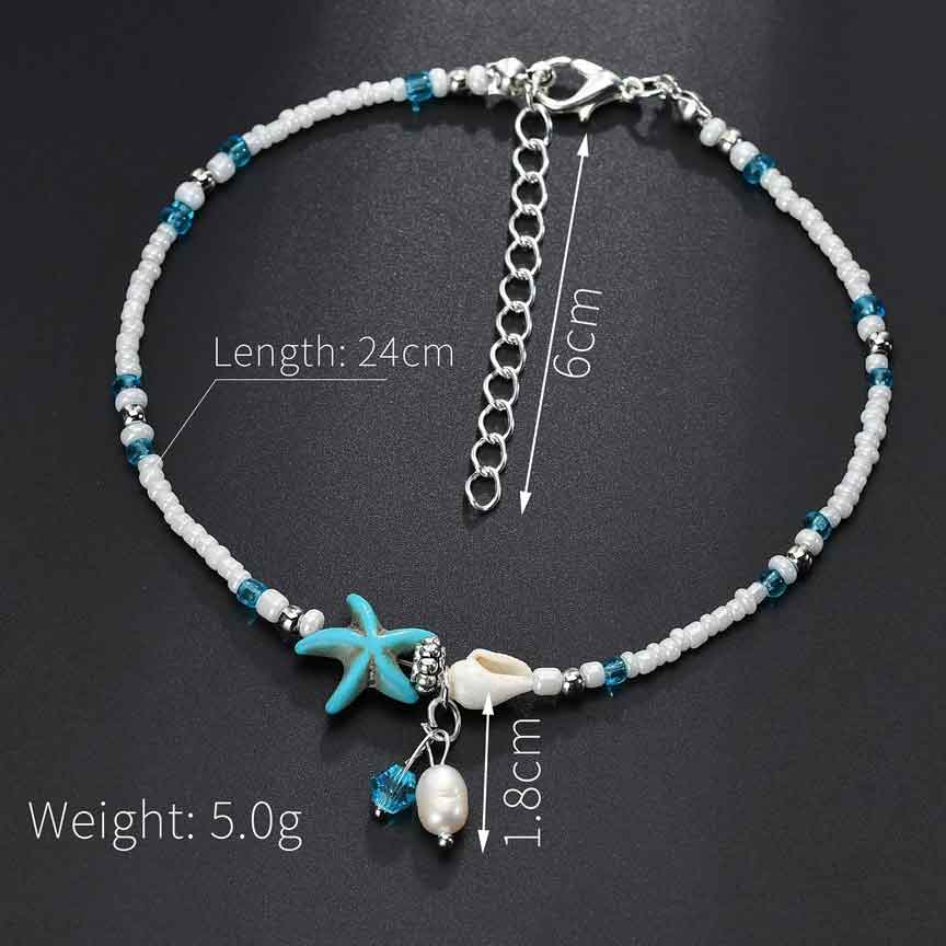 Sky Blue jewelry,Plain Color jewelry,Alloy Design Sky Blue Star Anklet