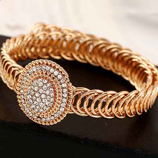 Gold jewelry,Geometric jewelry,Round Geometric Pattern Alloy Detail Gold Bangle