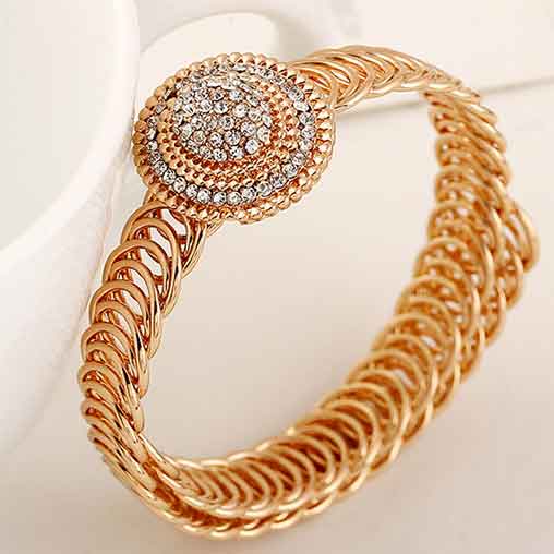 Gold jewelry,Geometric jewelry,Round Geometric Pattern Alloy Detail Gold Bangle