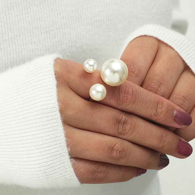 Gold jewelry,White jewelry,Other jewelry,Alloy Detail Gold Pearl Design Ring
