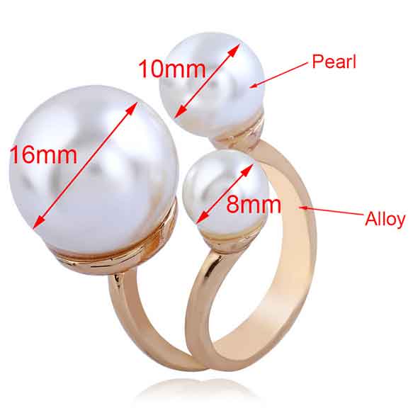 Gold jewelry,White jewelry,Other jewelry,Alloy Detail Gold Pearl Design Ring