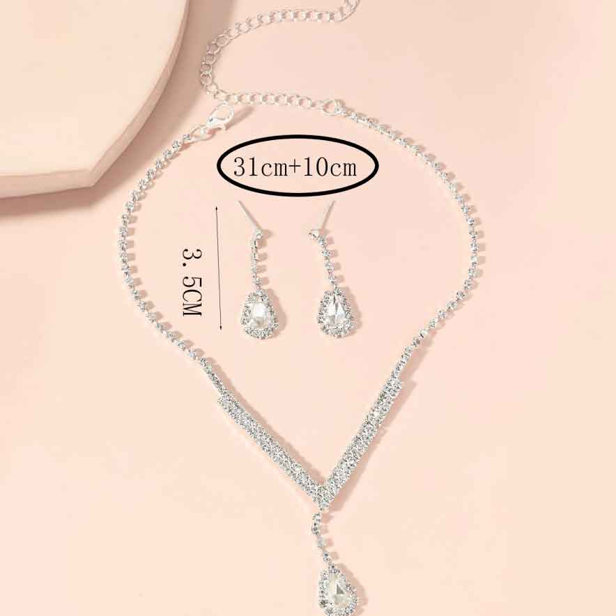 Silvery White jewelry,Plain Color jewelry,Teardrop Silvery White Earrings and Necklace