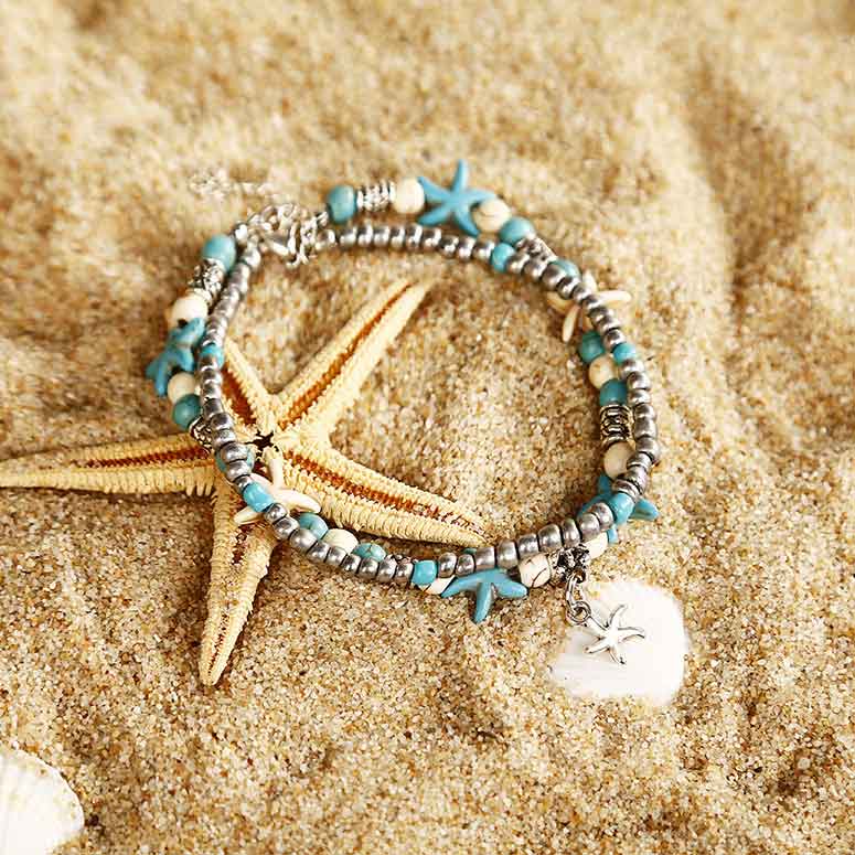 Silvery White jewelry,Plain Color jewelry,Alloy Design Silvery White Star Anklet