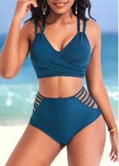 Turquoise swimwear,Plain Color swimwear,ROTITA Criss Cross Double Straps Turquoise Bikini Top