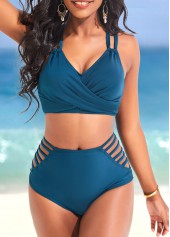 Criss Cross Double Straps Turquoise Bikini Set