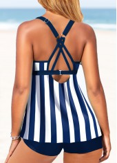 ROTITA Criss Cross Navy Striped Tankini Top-No Bottom