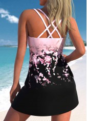 Light Pink plus size,Black plus size,Floral plus size,Plants plus size,Ombre plus size,ROTITA Plus Size Floral Print Swimdress Top