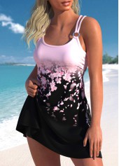 Light Pink plus size,Black plus size,Floral plus size,Plants plus size,Ombre plus size,ROTITA Plus Size Floral Print Swimdress Top