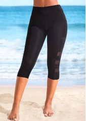 Black swimwear,Plain Color swimwear,Black Pocket High Waisted Beach Pants